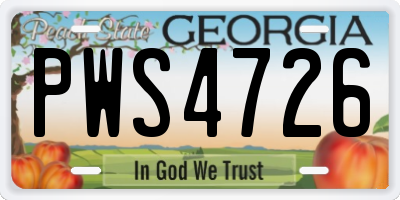 GA license plate PWS4726