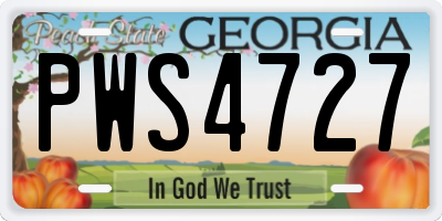 GA license plate PWS4727