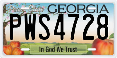 GA license plate PWS4728