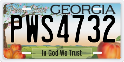 GA license plate PWS4732