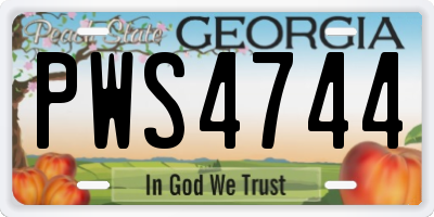 GA license plate PWS4744