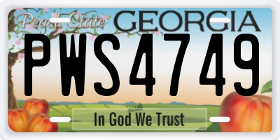 GA license plate PWS4749