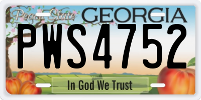 GA license plate PWS4752