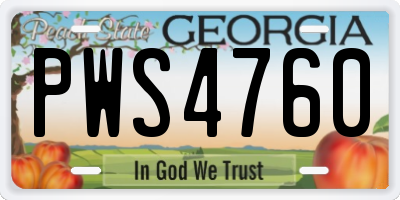 GA license plate PWS4760