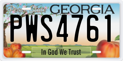 GA license plate PWS4761