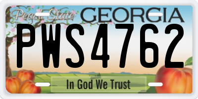 GA license plate PWS4762