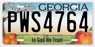 GA license plate PWS4764