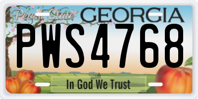 GA license plate PWS4768