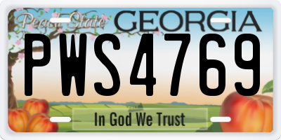 GA license plate PWS4769