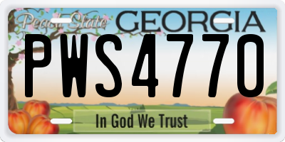 GA license plate PWS4770