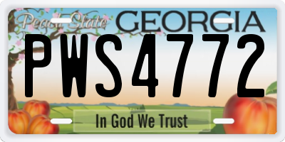 GA license plate PWS4772