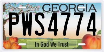 GA license plate PWS4774