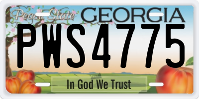 GA license plate PWS4775