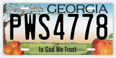 GA license plate PWS4778