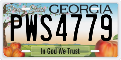 GA license plate PWS4779