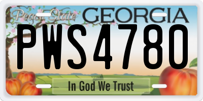 GA license plate PWS4780