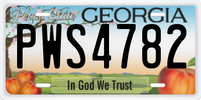 GA license plate PWS4782
