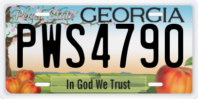 GA license plate PWS4790