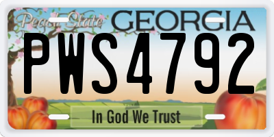 GA license plate PWS4792