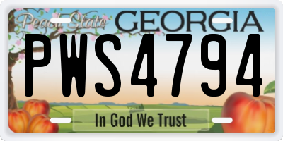 GA license plate PWS4794