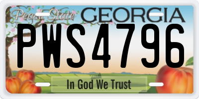 GA license plate PWS4796