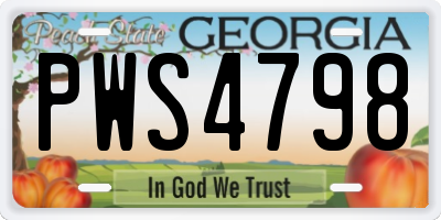 GA license plate PWS4798
