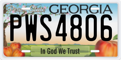 GA license plate PWS4806