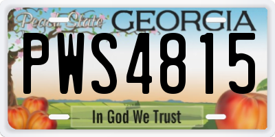 GA license plate PWS4815