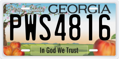 GA license plate PWS4816