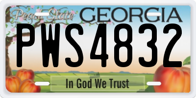 GA license plate PWS4832