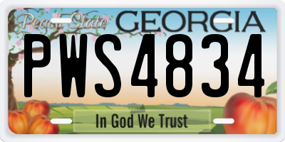 GA license plate PWS4834