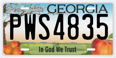 GA license plate PWS4835