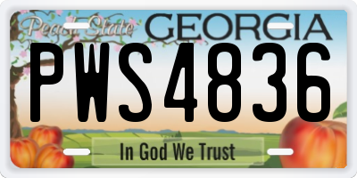 GA license plate PWS4836