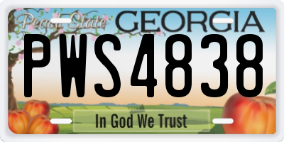 GA license plate PWS4838
