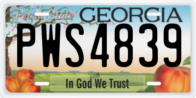 GA license plate PWS4839