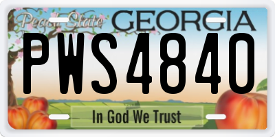 GA license plate PWS4840