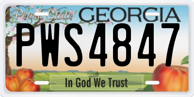 GA license plate PWS4847