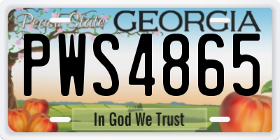 GA license plate PWS4865
