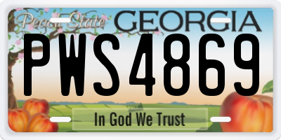 GA license plate PWS4869