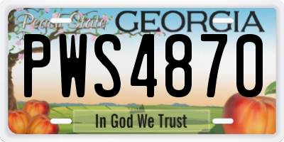 GA license plate PWS4870