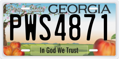GA license plate PWS4871