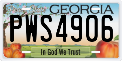 GA license plate PWS4906