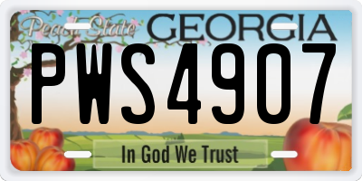GA license plate PWS4907