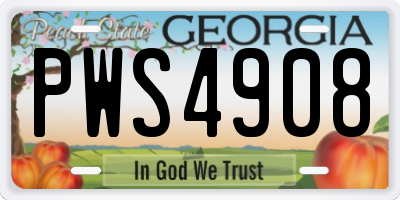 GA license plate PWS4908