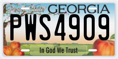 GA license plate PWS4909