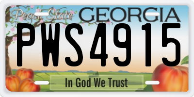 GA license plate PWS4915