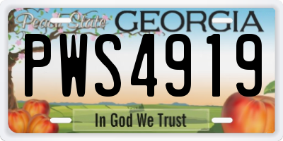 GA license plate PWS4919