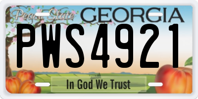 GA license plate PWS4921
