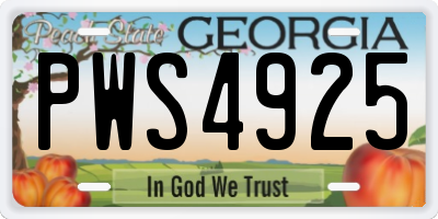 GA license plate PWS4925