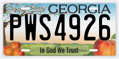 GA license plate PWS4926